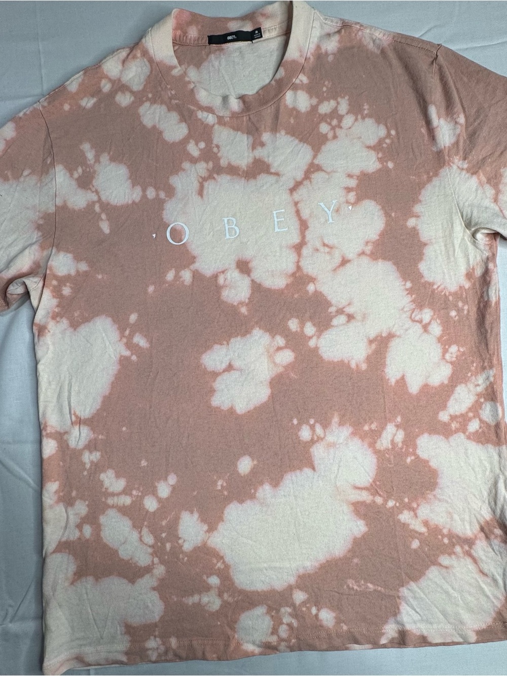 Obey Peach & Cream Tie-Dye Logo Tee